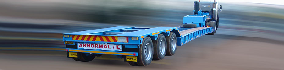 Blue flatbed traile